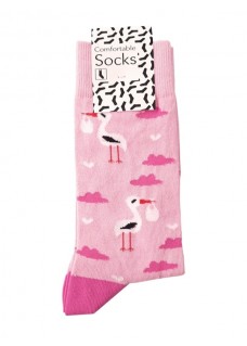 Happy Damensocken Storch Baby Rosa