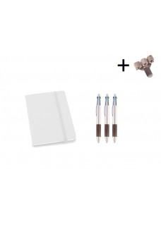 Set Notizbuch A5 + Farbkugelschreiber Weiß