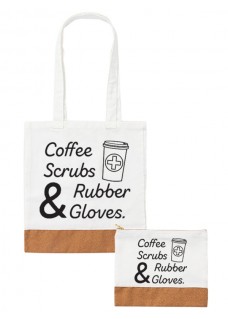 Einkaufstasche und Etui Set - Coffe Scrubs Rubber Gloves