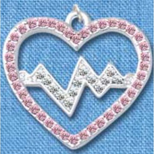 Kette Herzschlag Silber-Rosa groß