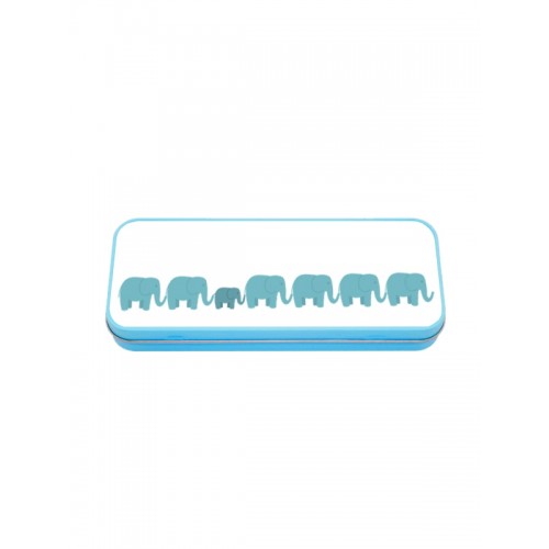 Multifunktionales Metalletui Blau Elefanten