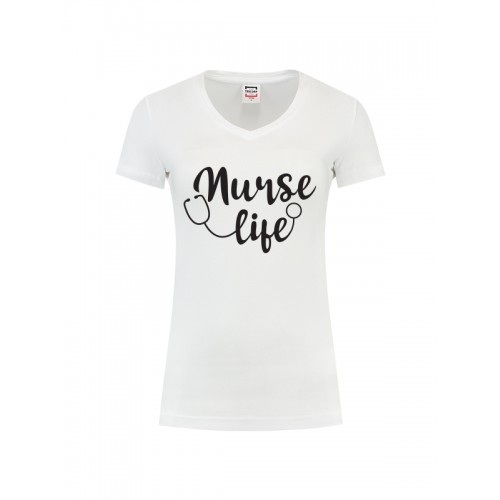 Damen T-Shirt Nurse Life Weiß